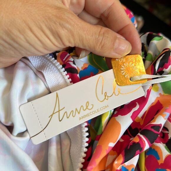 NWT Anne Cole bright multi colored floral nylon/spandex jacket UPF 50+ - Picture 8 of 9